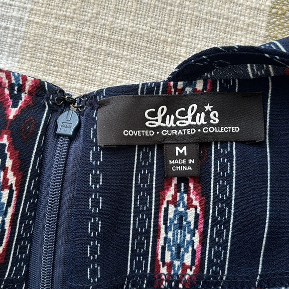 LULU’S NAVY BLUE PRINT HALTER MAXI DRESS - Picture 11 of 15